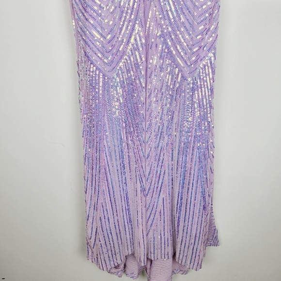NWOT B. Darlin Juniors Iridescent Sequin Gown in Lilac Purple Size 11/12 - Picture 6 of 10